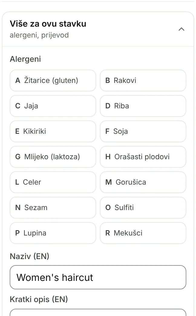 Više za ovu stavku: alergeni i prijevod.