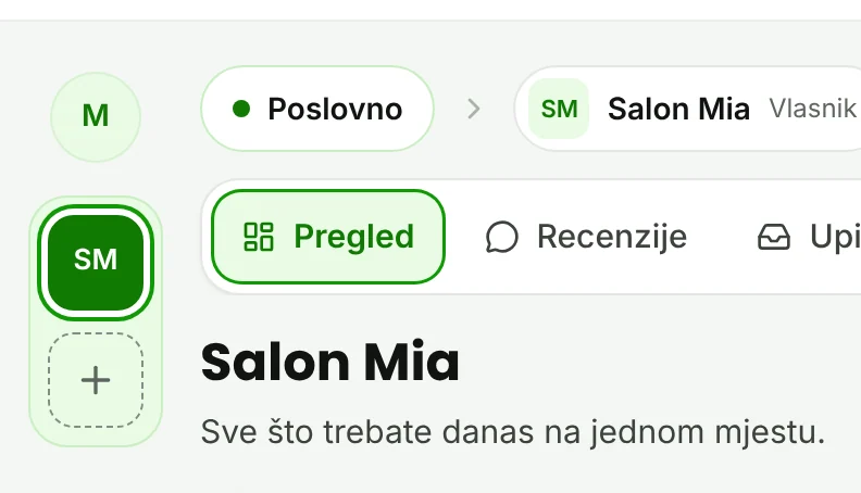 Traka s tvrtkama lijevo i oznaka Poslovno iznad naslova.